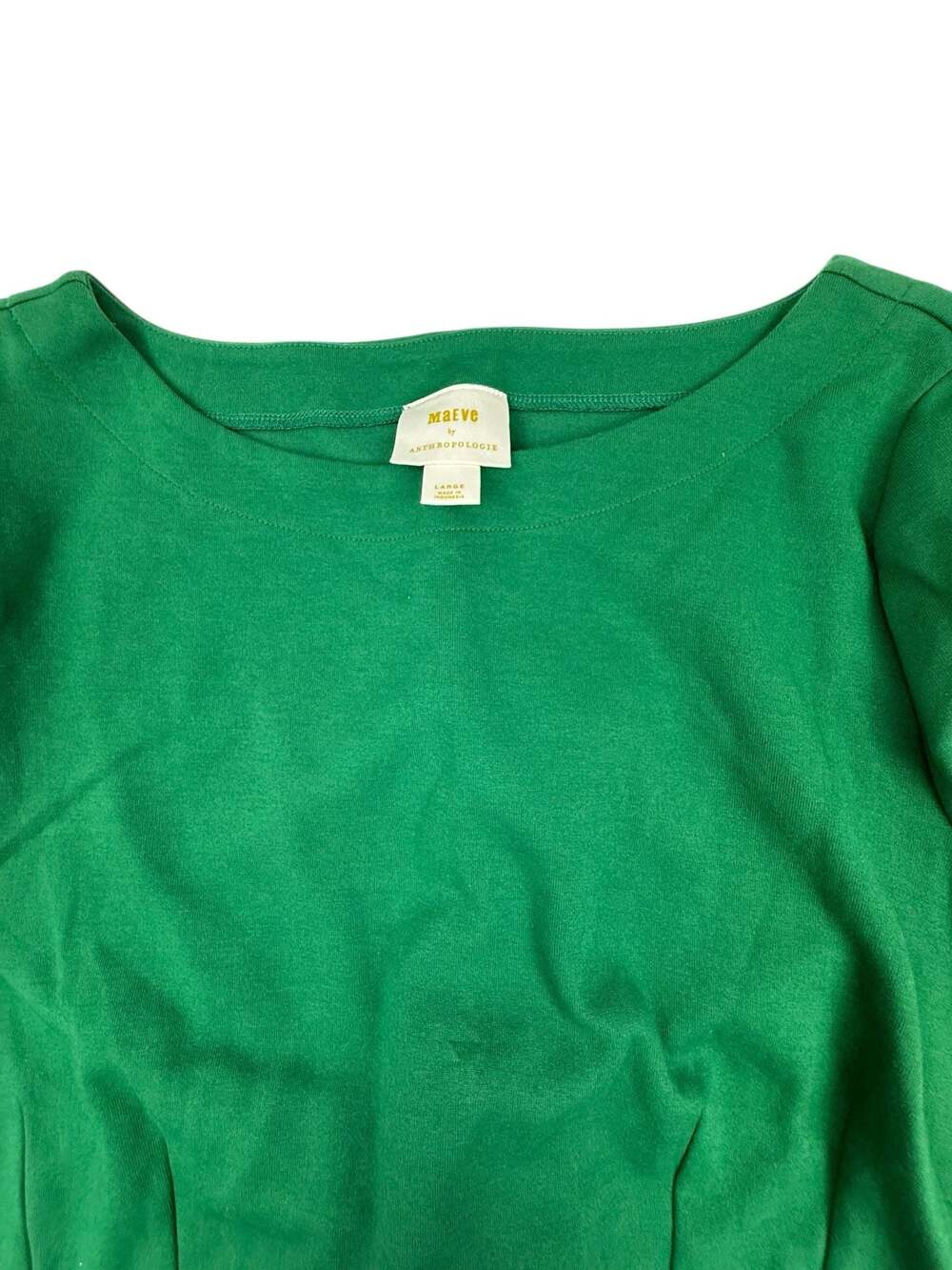 Maeve by Anthropologie Green Lace-Up Back Crop Top with Black Tie Ribbon L - Picture 4 of 5